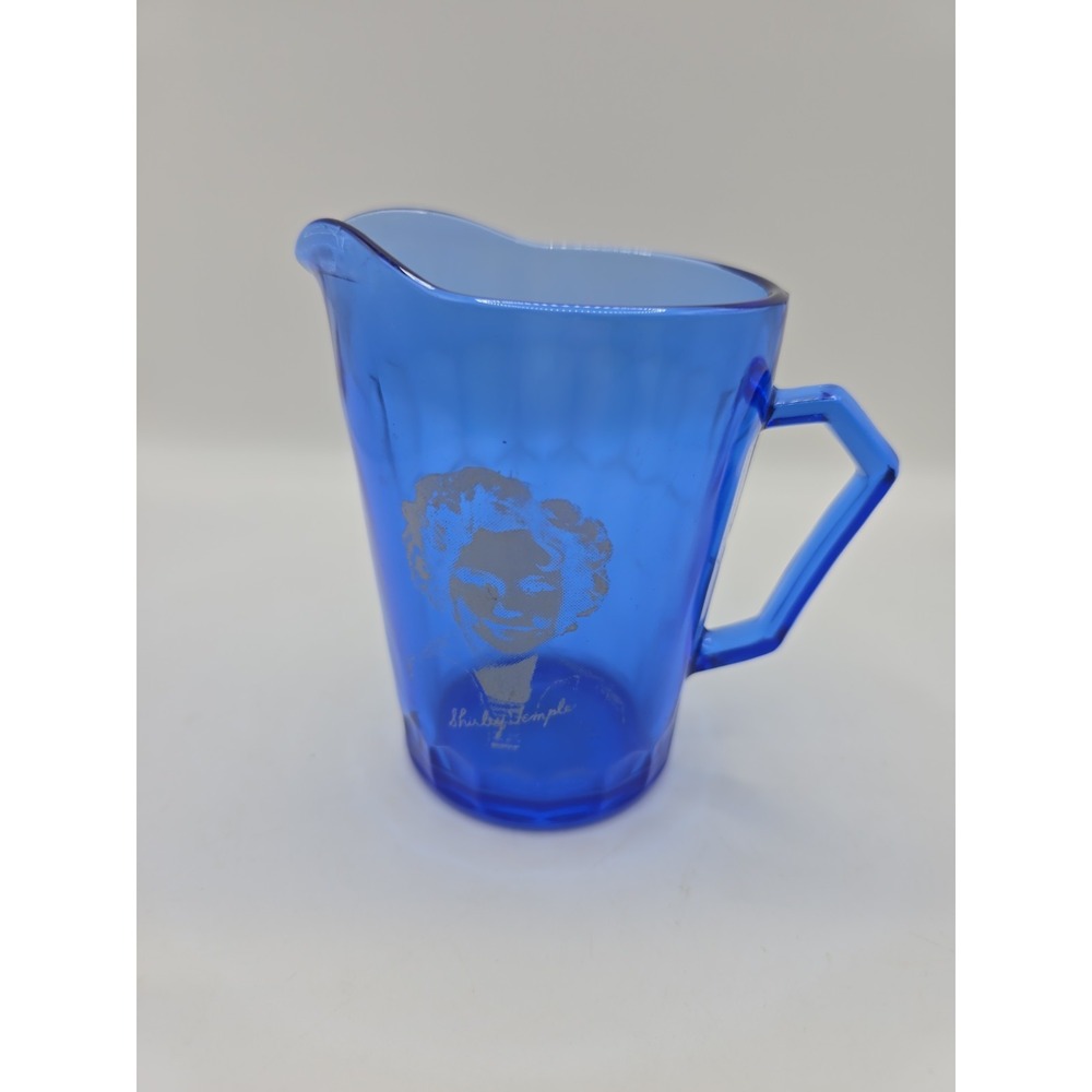 COBALT BLUE GLASS "Shirley Temple" Creamer Milk Pitcher ~ Hazel Atlas